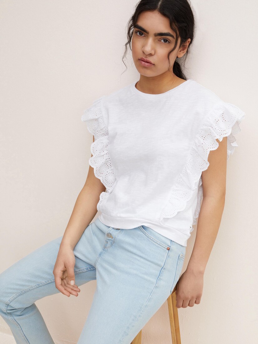Buy Cheap Tom Tailor T-Shirts With Flounce Womens White 